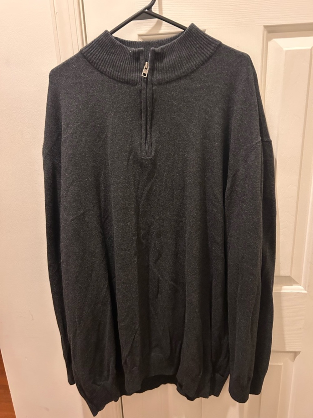 Men's Dark Gray Half-Zip Mock Neck Sweater